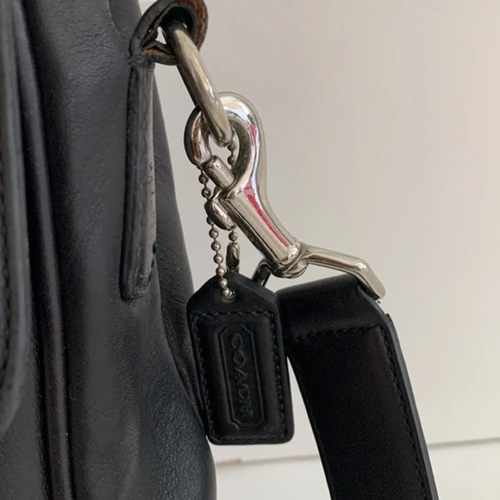 Coach Laptop Messenger Crossbody Briefcase Black Leather Lock Business Bag‎ 5307
